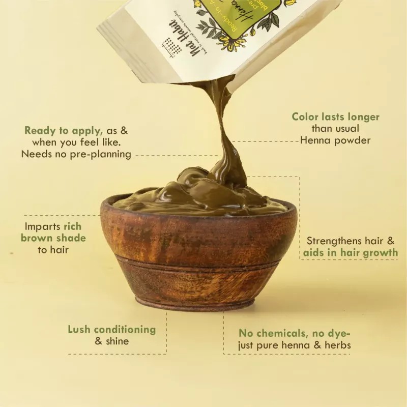 Nat Habit Wide Tooth Wooden Kacchi Neem Comb & Henna Paste Soaked (Comb 1Pcs + 2 Pack Paste Each 220g) (1Pack)