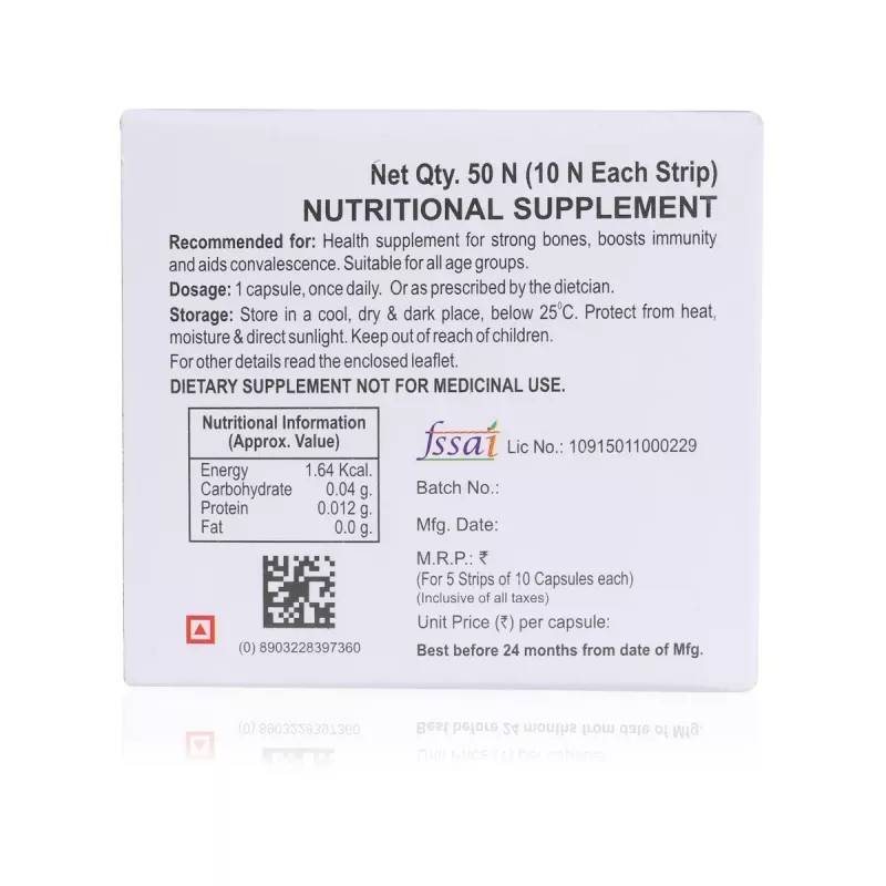 Bakson Vitamin D Plus Capsules (50cap, Pack of 2)