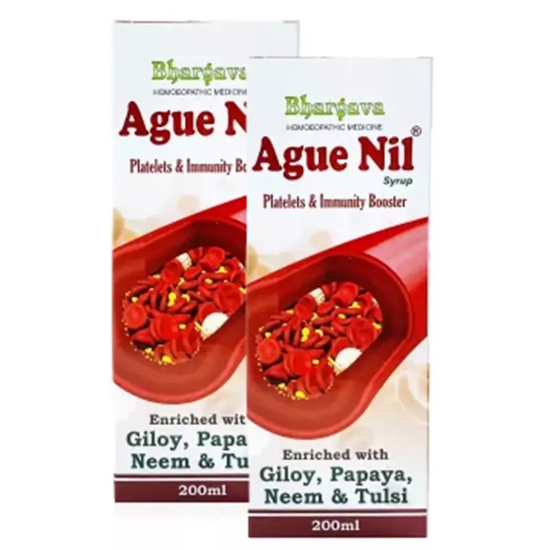 Bhargava Ague Nil Syrup with Giloy, Papaya, Neem and Tulsi (200ml, Pack of 2)