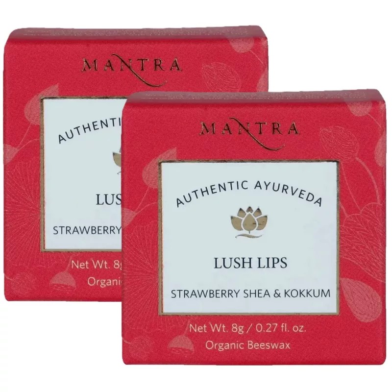 Mantra Herbal Lush Lips Strawberry Shea & Kokkum (8g, Pack of 2)