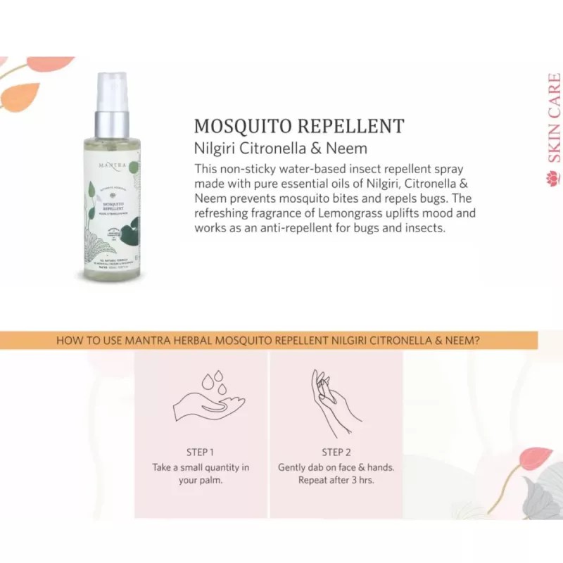 Mantra Herbal Mosquito Repellent (Nilgiri, Citronella & Neem)-Sls, Sles, Parabens, Paraffin Free (1Box, Pack of 2)