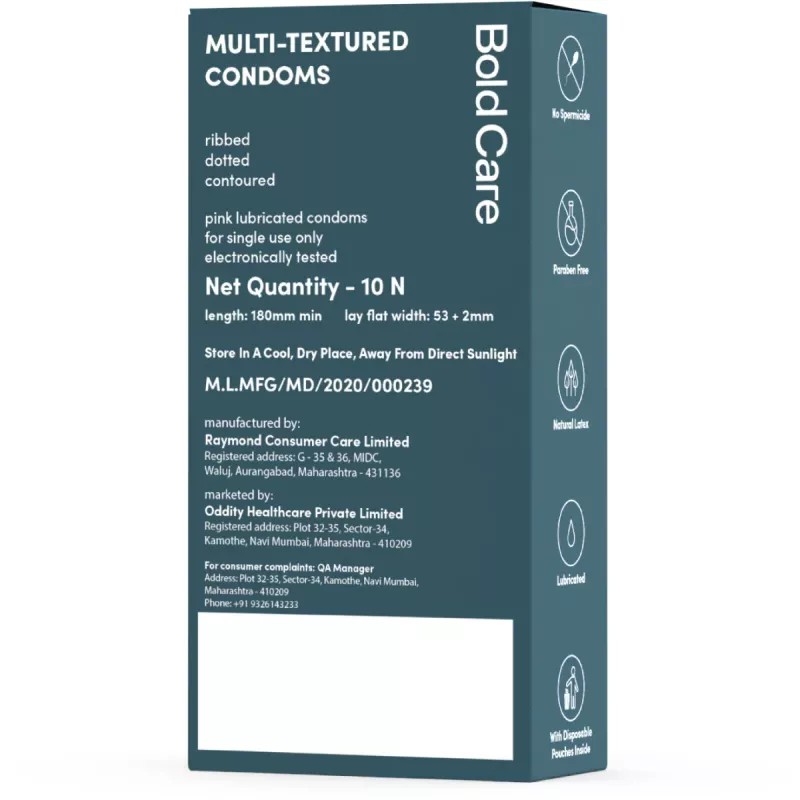 Bold Care Multi Textured Condoms Ribbed Dotted Contoured (10units)