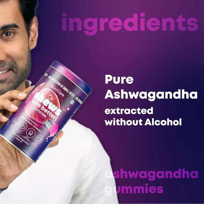 Bold Care Chews Love Better Pure Ashwagandha Gummies Sugar Free (60pcs)