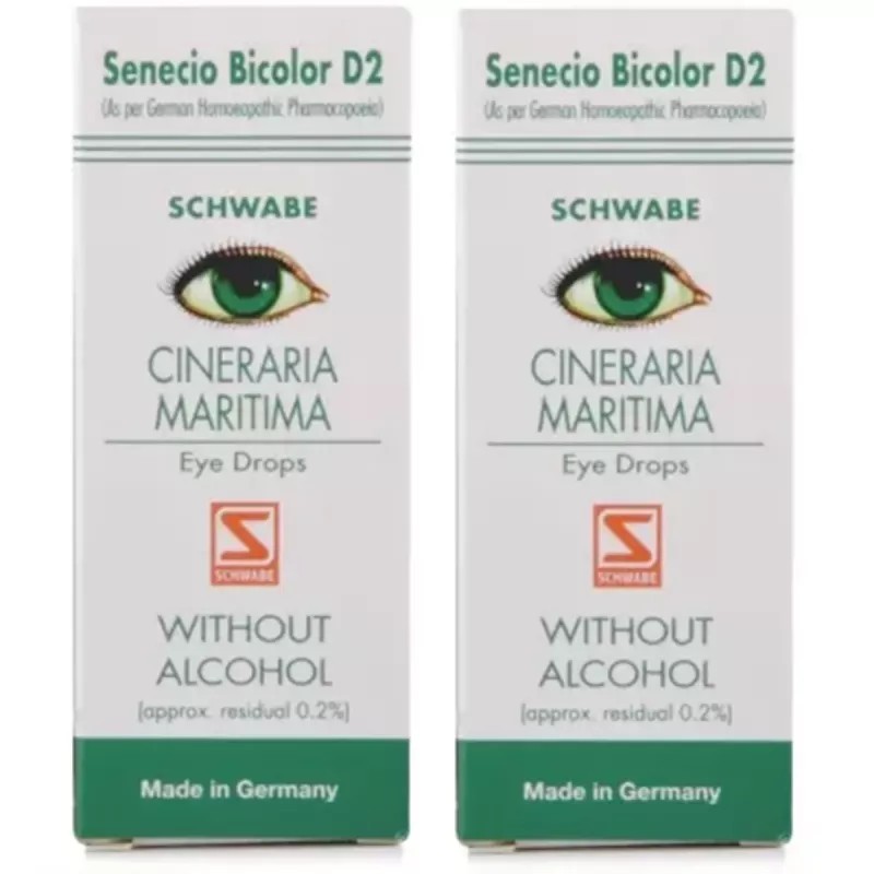 Willmar Schwabe Germany Cineraria Maritima Eye Drops (D2 Without Alcohol) (10ml, Pack of 2)