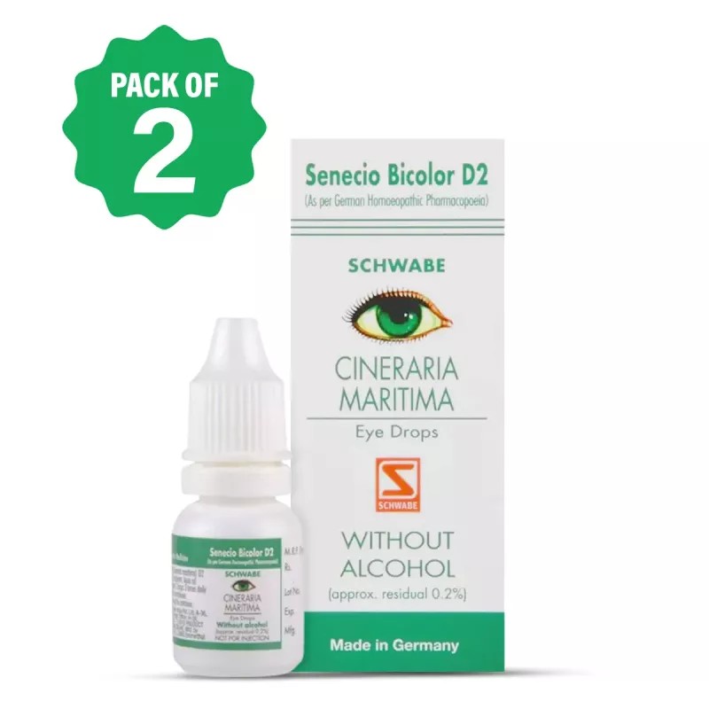 Willmar Schwabe Germany Cineraria Maritima Eye Drops (D2 Without Alcohol) (10ml, Pack of 2)