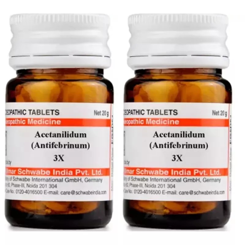 Willmar Schwabe India Acetanilidum (Antifebrinum) 3X (20g, Pack of 2)
