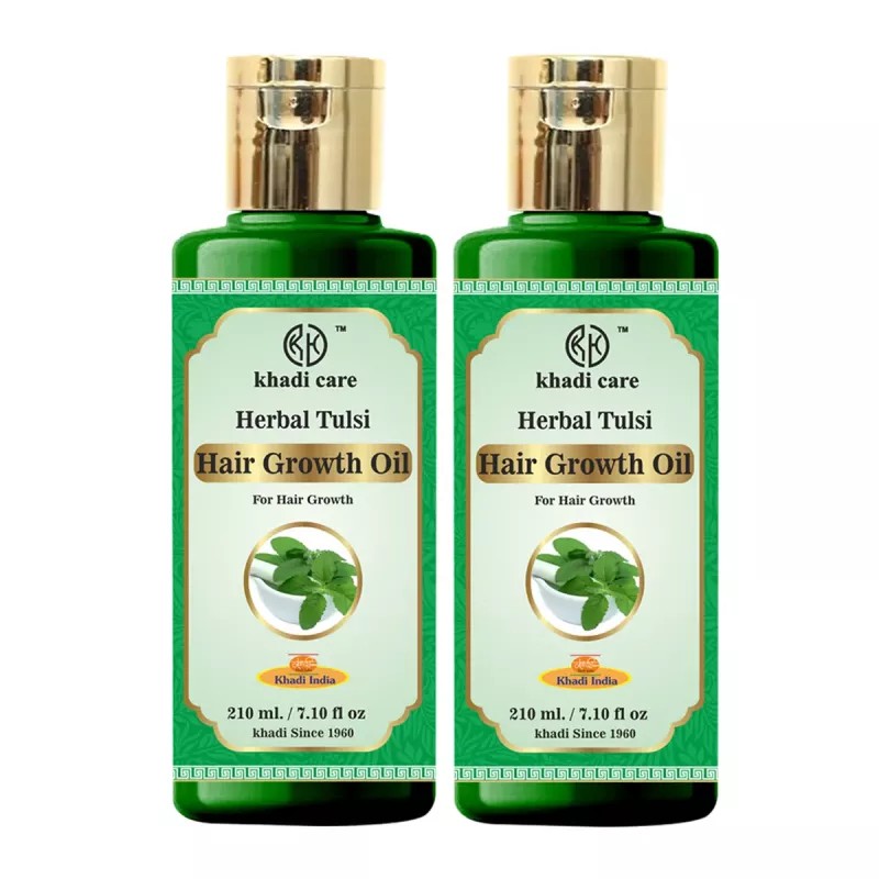 Khadi Care Herbal Tulsi Hair Growth Oil (210ml, Pack of 2)