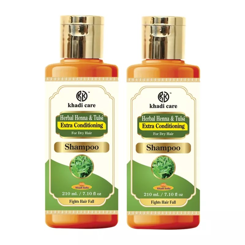 Khadi Care Herbal Henna Tulsi Shampoo (210ml, Pack of 2)