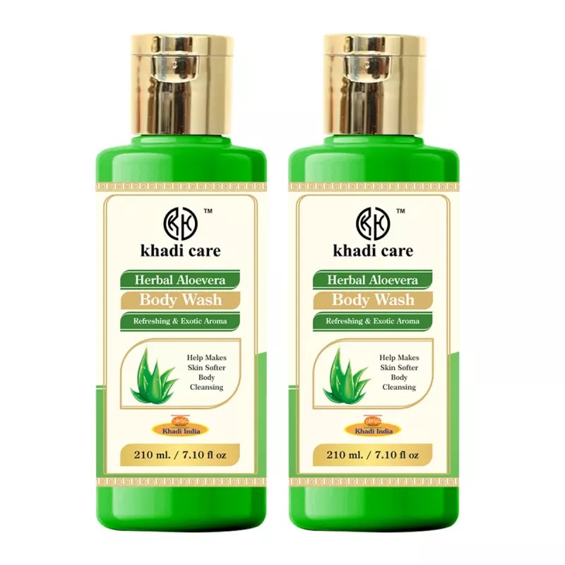 Khadi Care Herbal Aloevera Body Wash (210ml, Pack of 2)