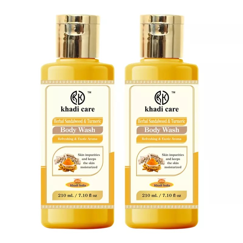 Khadi Care Herbal Sandal & Turmeric Body Wash (210ml, Pack of 2)