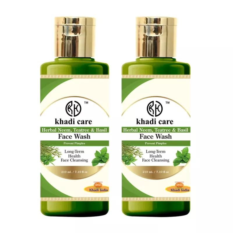 Khadi Care Herbal Neem, Teatree & Basil Face Wash (210ml, Pack of 2)