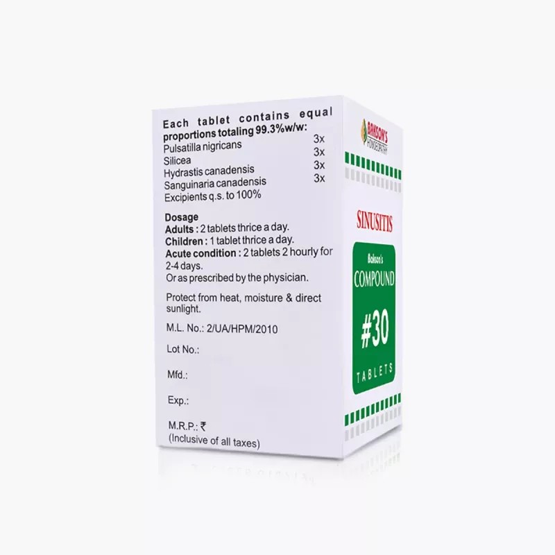 Bakson Compound No 30 (Sinusitis) (100tab, Pack of 2)