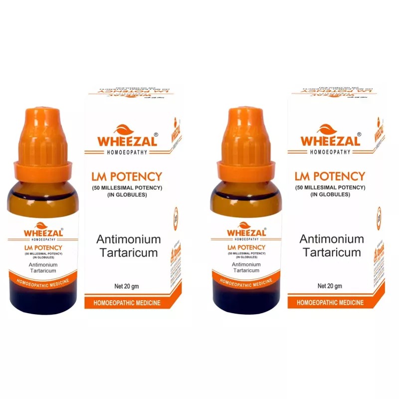 Wheezal Antimonium Tartaricum LM 0/27 (20g, Pack of 2)