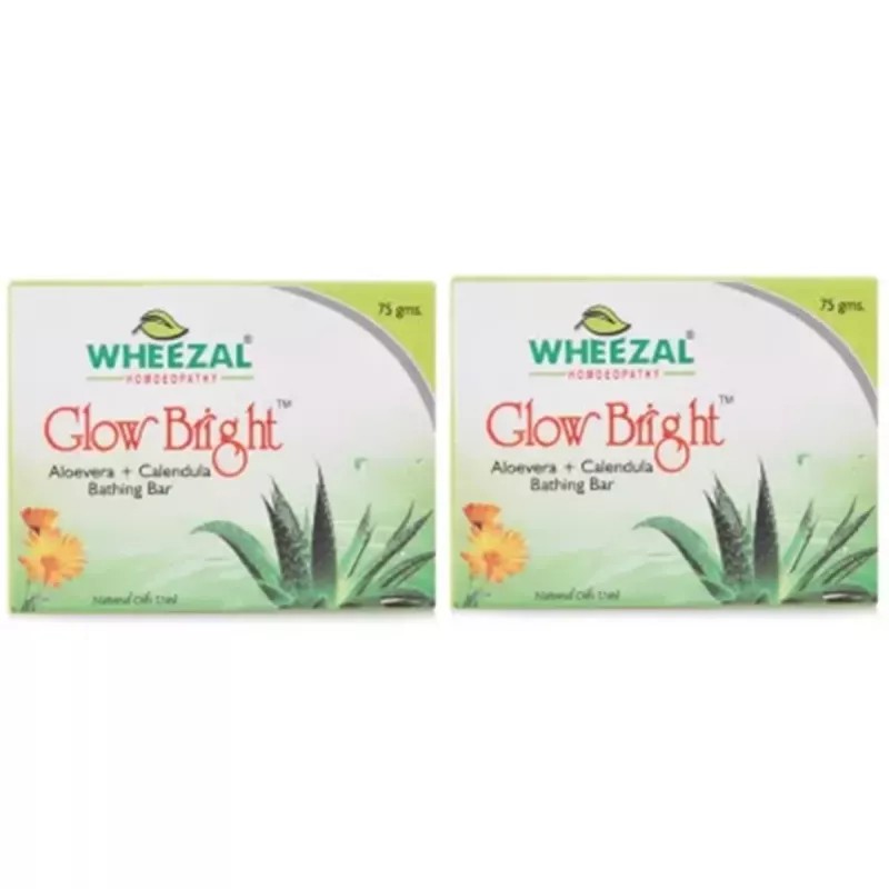 Wheezal Glow Bright Aloevera+ Calendula Bathing Bar (75g, Pack of 2)