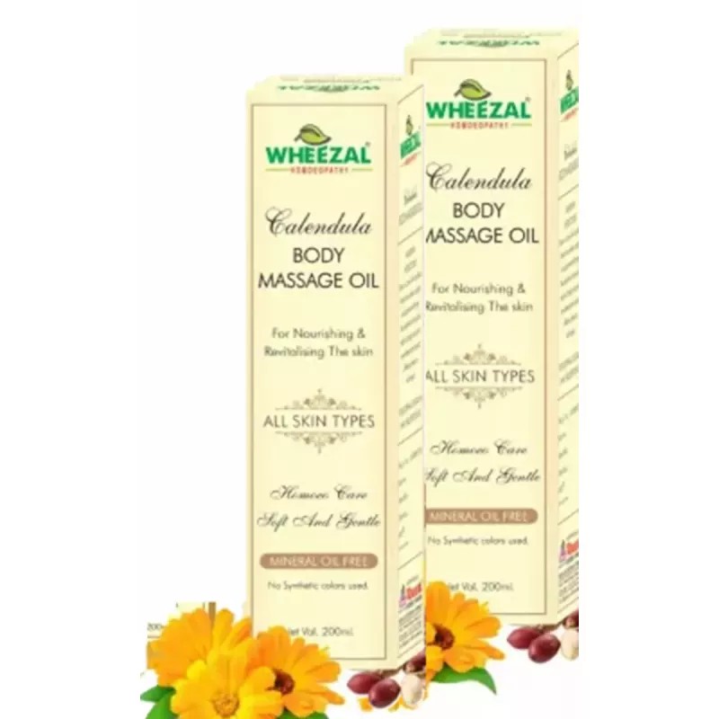 Wheezal Calendula Body Massage Oil (200ml, Pack of 2)