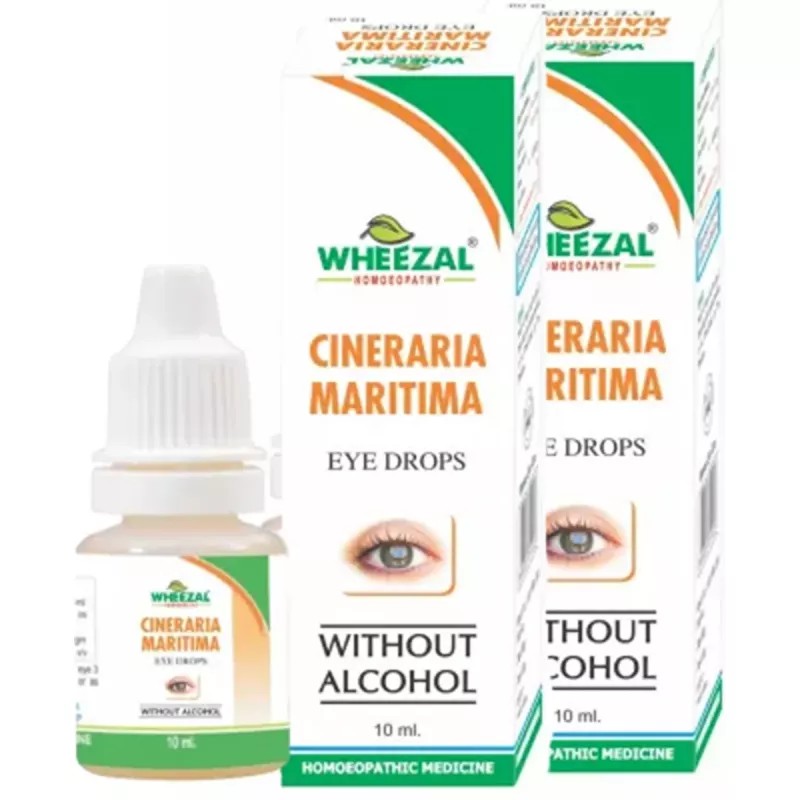 Wheezal Cineraria Maritima Eye Drops (Alcohol Free) (10ml, Pack of 2)