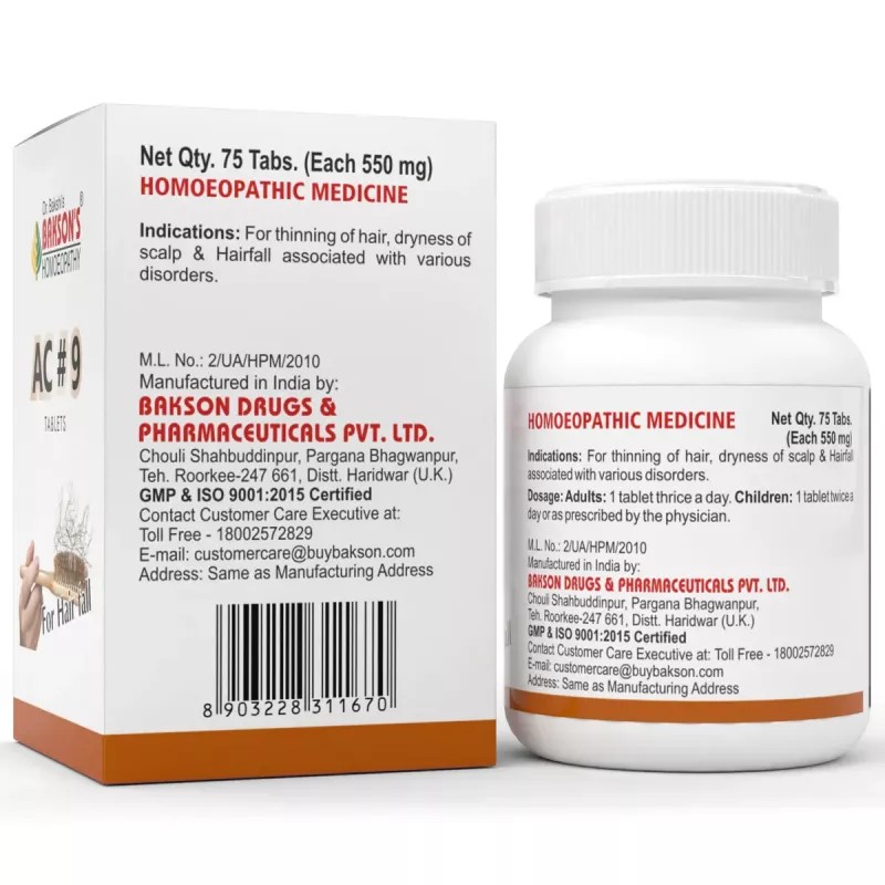Bakson AC 9 Tablets (Hair Falling) (75tab)