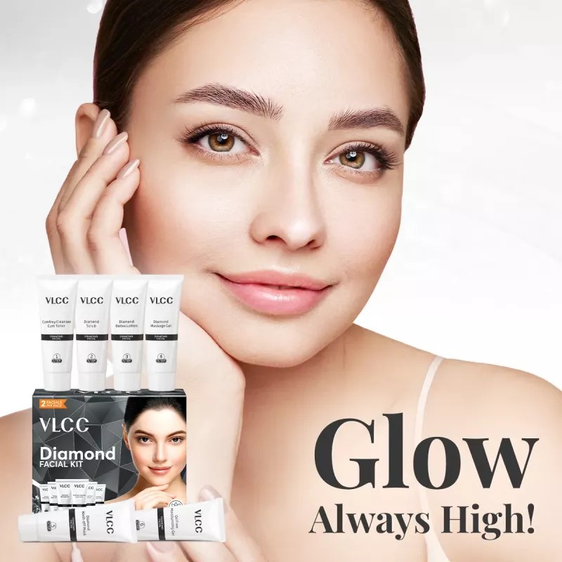 VLCC Diamond Facial Kit (Toner 10g + Scrub 10g + Gel 10g + Cream 10g + Mask 10g + Moisturizing Gel 10g) (1Pack)