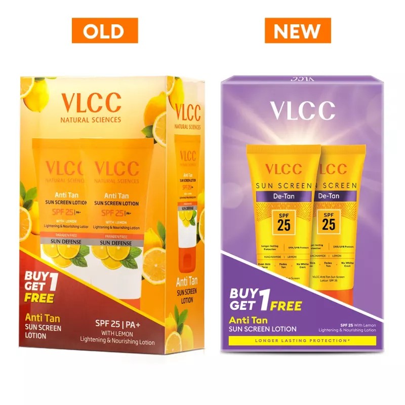 VLCC Anti Tan Sun Screen Lotion - Spf 25 Pa+ Buy 1 Get 1 Free (150ml Each) (1Pack)