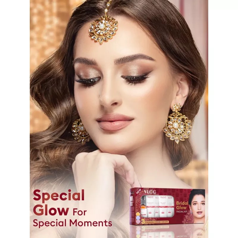 VLCC Bridal Glow Facial Kit (Cleanser 24g +Scrub 24g + Cream 24g + Mask 24g + Serum 24g + Lilac 9g + Ting Illumanatoren 9g + Tint Illuminator Rose 9g) (1Pack)
