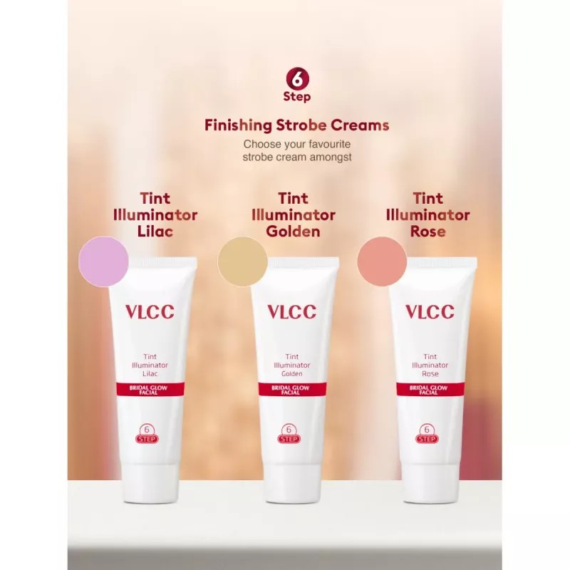 VLCC Bridal Glow Facial Kit (Cleanser 24g +Scrub 24g + Cream 24g + Mask 24g + Serum 24g + Lilac 9g + Ting Illumanatoren 9g + Tint Illuminator Rose 9g) (1Pack)