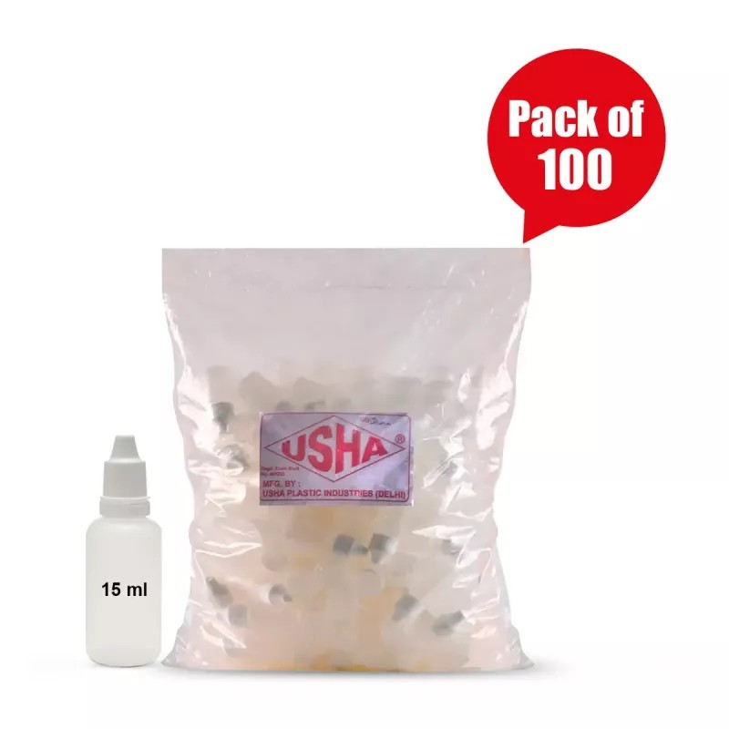 USHA Homeopathic 15ml Liquid Dropper Plastic Bottles(High quality) (100pcs)
