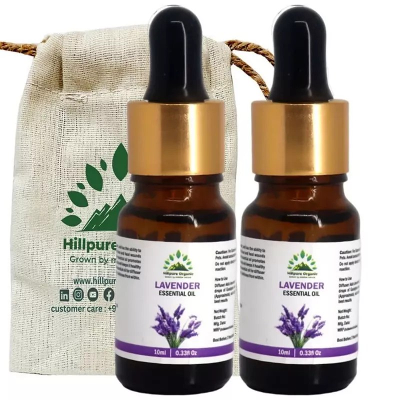 Hillpure Organic Lavender Essential Oil (10ml, Pack of 2)
