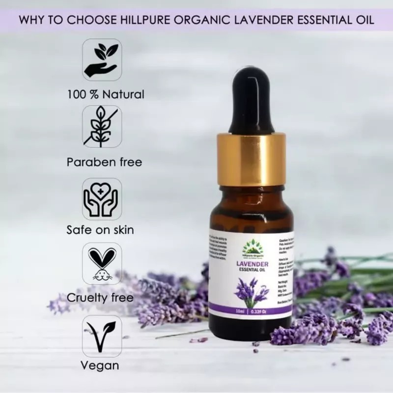 Hillpure Organic Lavender Essential Oil (10ml, Pack of 2)