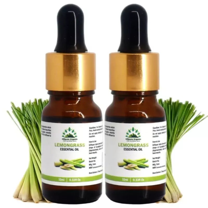 Hillpure Organic Lemongrass Essential Oil (10ml, Pack of 2)
