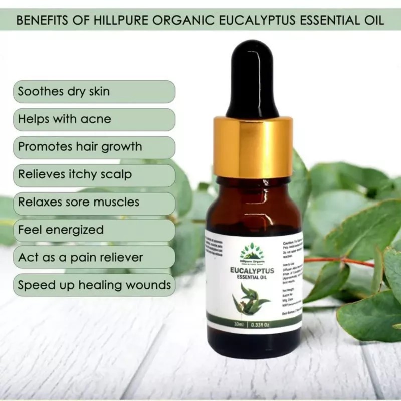 Hillpure Organic Eucalyptus Essential Oil (10ml, Pack of 2)