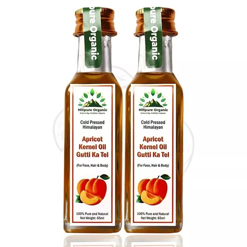 Hillpure Organic Apricot Kernel Oil Gutti Ka Tel (65g, Pack of 2)
