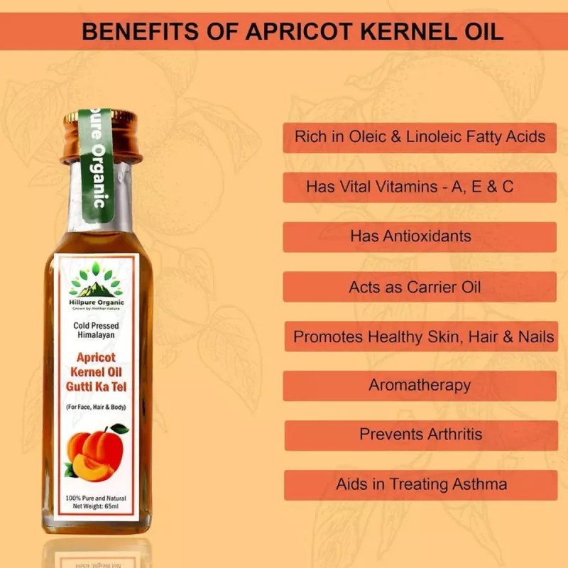 Hillpure Organic Apricot Kernel Oil Gutti Ka Tel (65g, Pack of 2)