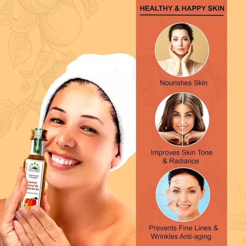 Hillpure Organic Apricot Kernel Oil Gutti Ka Tel (65g, Pack of 2)
