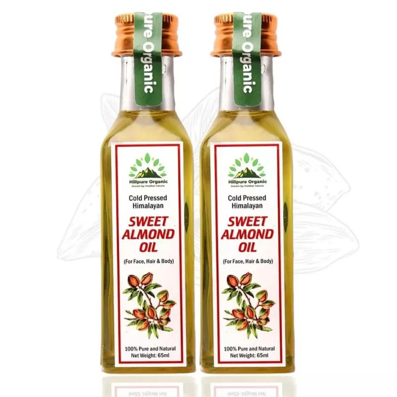 Hillpure Organic Sweet Almond Oil (65ml, Pack of 2)
