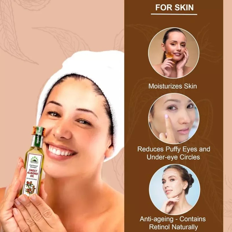 Hillpure Organic Sweet Almond Oil (65ml, Pack of 2)