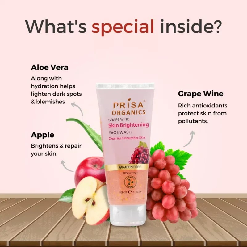 Prisa Organics Grape Wine Skin Brightening Face Wash (100ml)