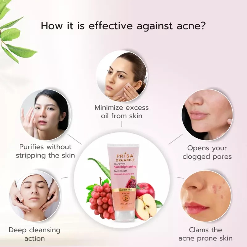 Prisa Organics Grape Wine Skin Brightening Face Wash (100ml)