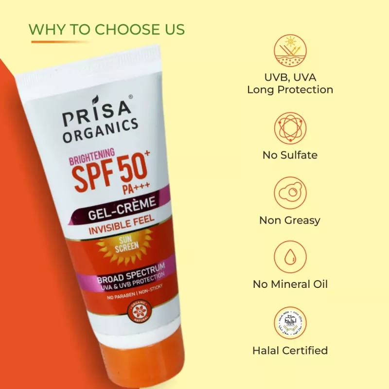 Prisa Organics Brightening Spf 50 Pa+++ Gel-Cream (100g)