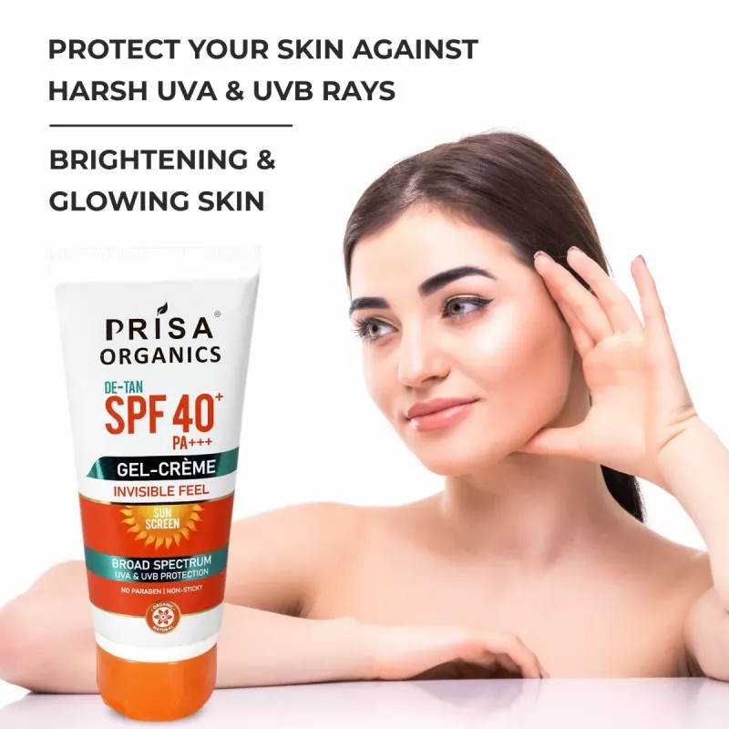 Prisa Organics De-Tan Spf 40 Pa+++ Gel-Cream (100g)