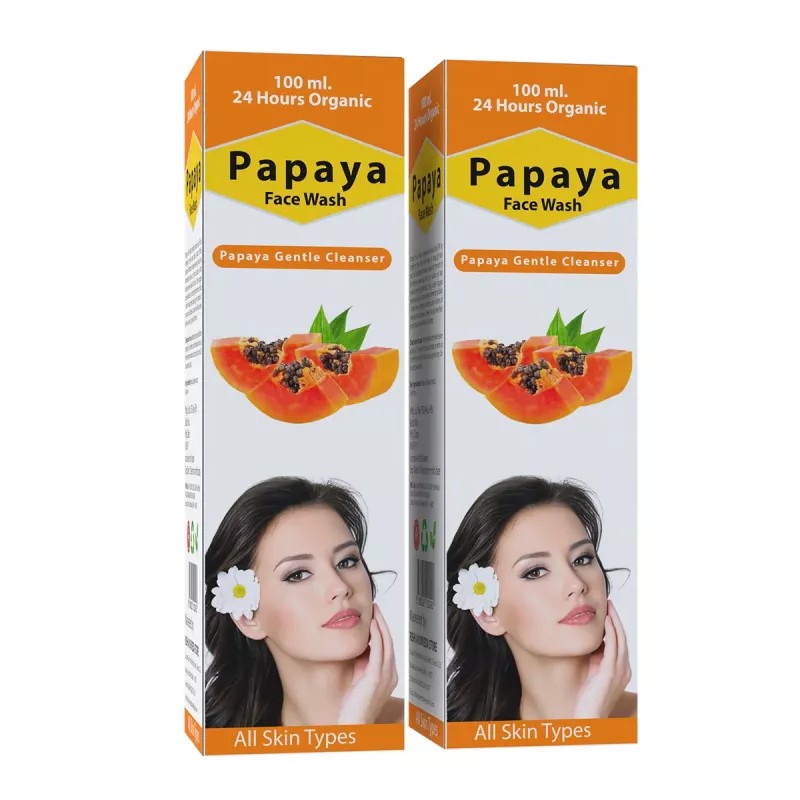 24 Hours Organic Papaya Face Wash (100ml, Pack of 2)