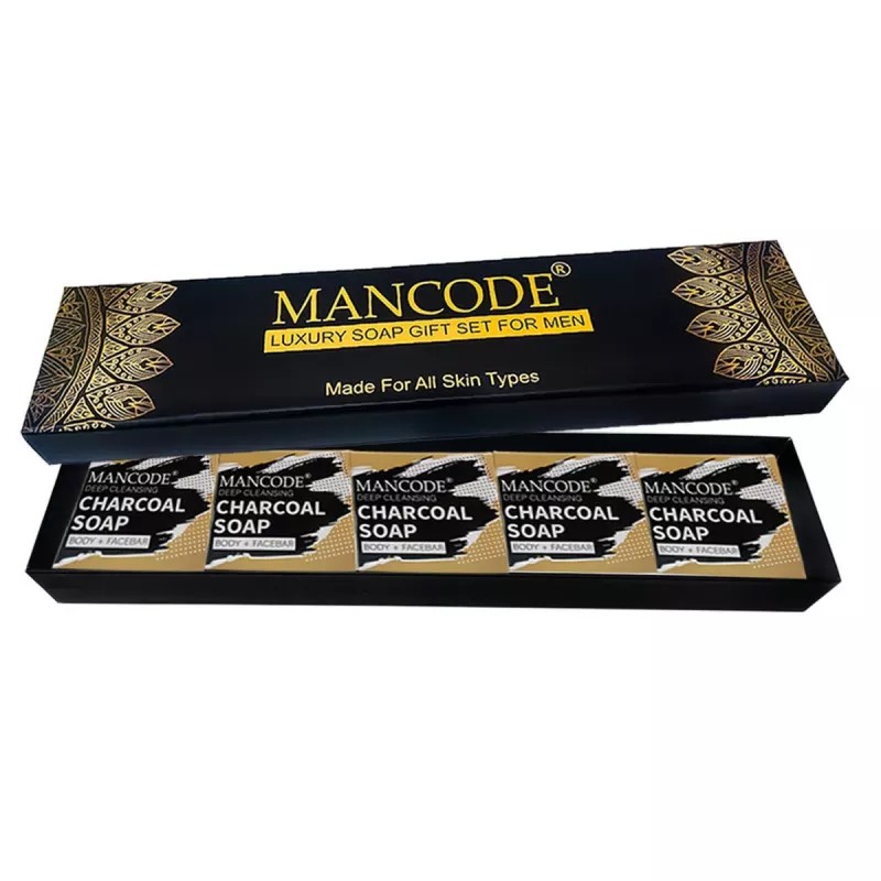Mancode Luxury Soap Gift Set For Men (Charcoal) (5 Soap Each 125g) (1Pack)
