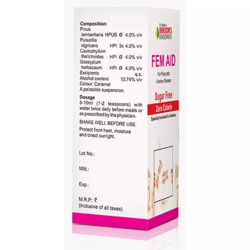 Bakson Fem Aid (Sugar Free) Syrup (115ml)