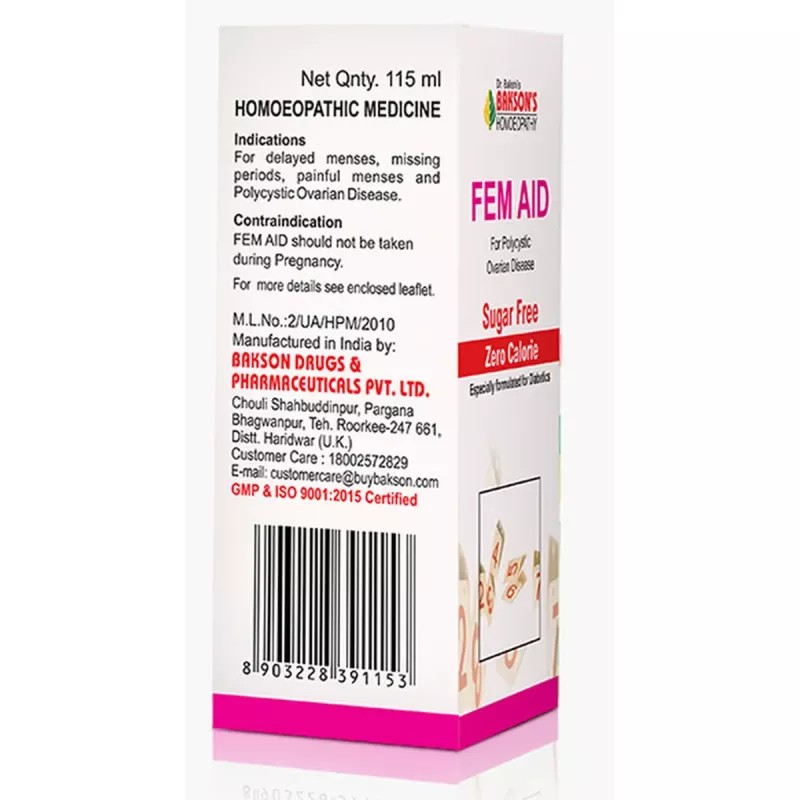 Bakson Fem Aid (Sugar Free) Syrup (115ml)