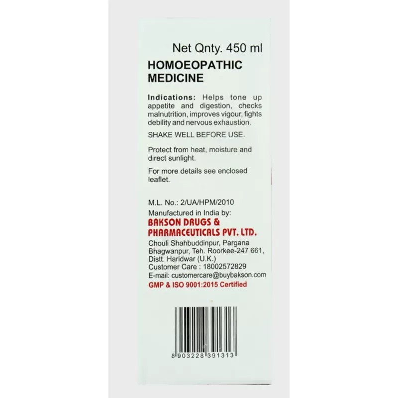 Bakson Alfalfa With Ginseng (Sugar Free) Tonic (450ml)