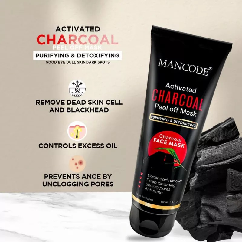 Mancode Activated Charcoal Peel Off Mask (100ml)