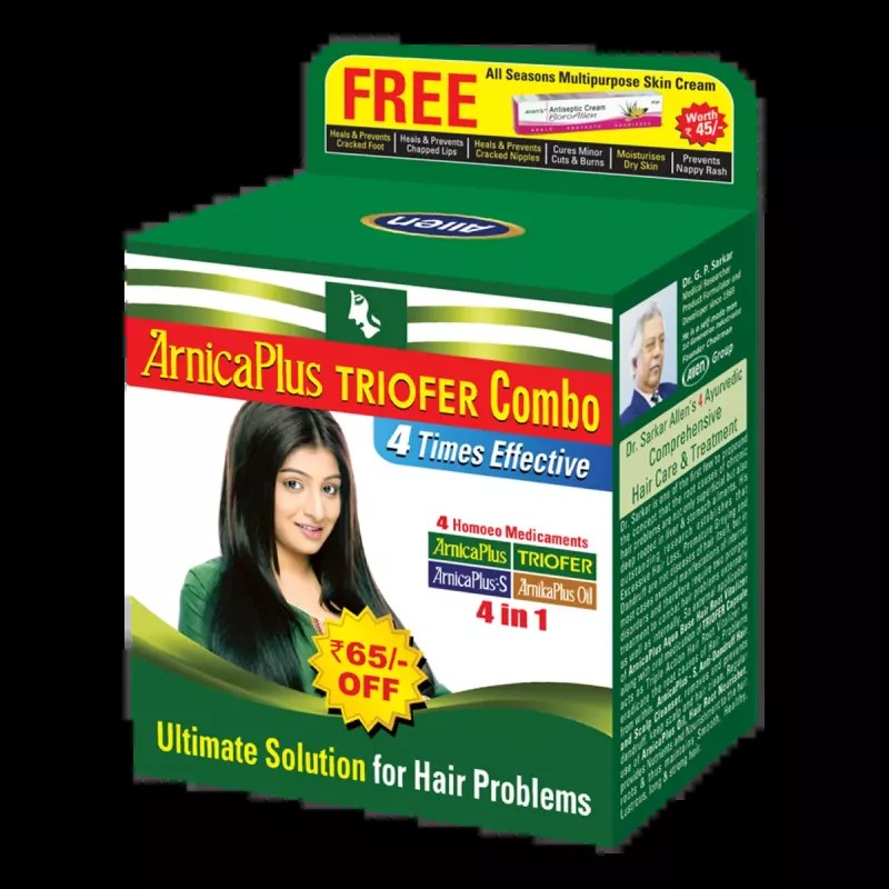 Allen Labs Arnicaplus 4 In 1 Combo (Arnicaplus Hair Oil + Arnicaplus Shampoo + Arnicaplus Vitalizer + Triofer Tablets) (Each 100ml+50 Tabs) (1Pack)