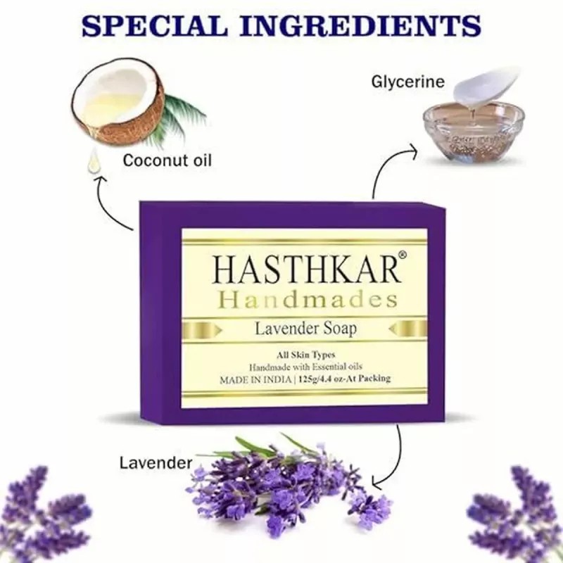 Hasthkar Handmades Lavender Soap (125g, Pack of 4)