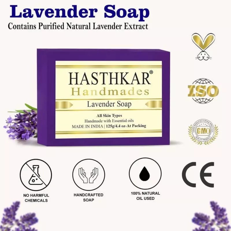 Hasthkar Handmades Lavender Soap (125g, Pack of 4)