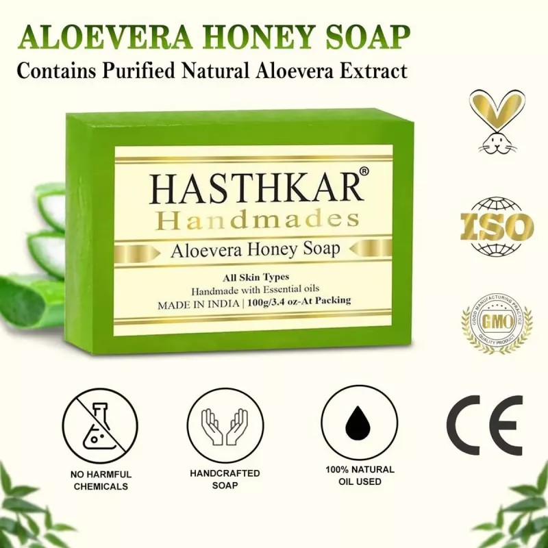 Hasthkar Handmades Aloevera Honey Soap (100g, Pack of 4)