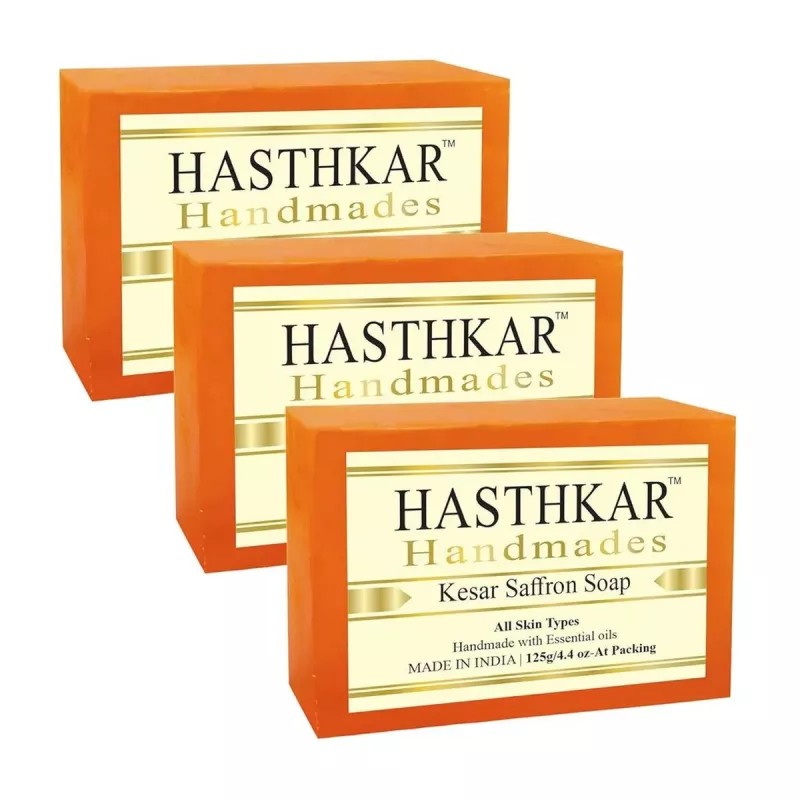 Hasthkar Handmades Kesar Saffron Soap (125g, Pack of 3)